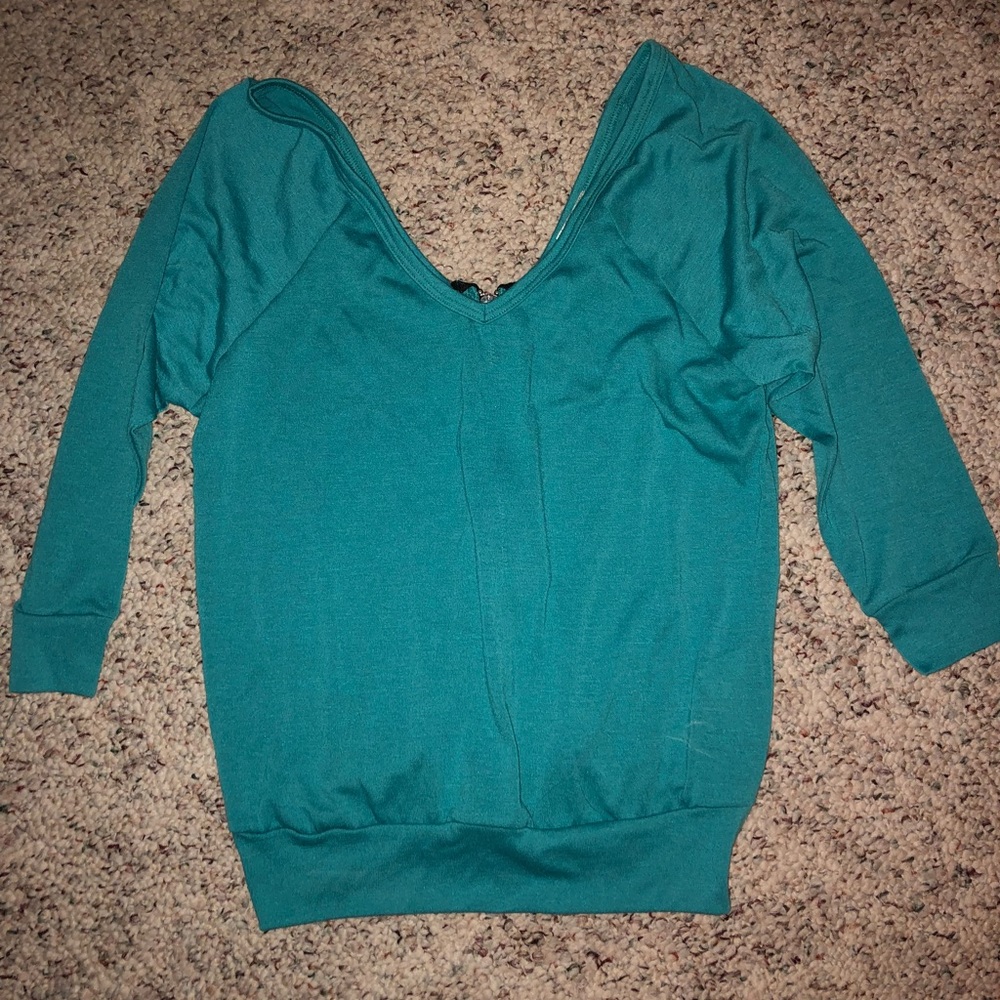 Turquoise zip up back top
